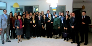 CBSers with the founders, staff, and 3 clients of Enda Inter-Arabe microfinance