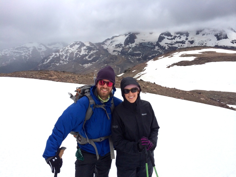 Adrien De Bontin and Jessica Basham on their way to the peak.